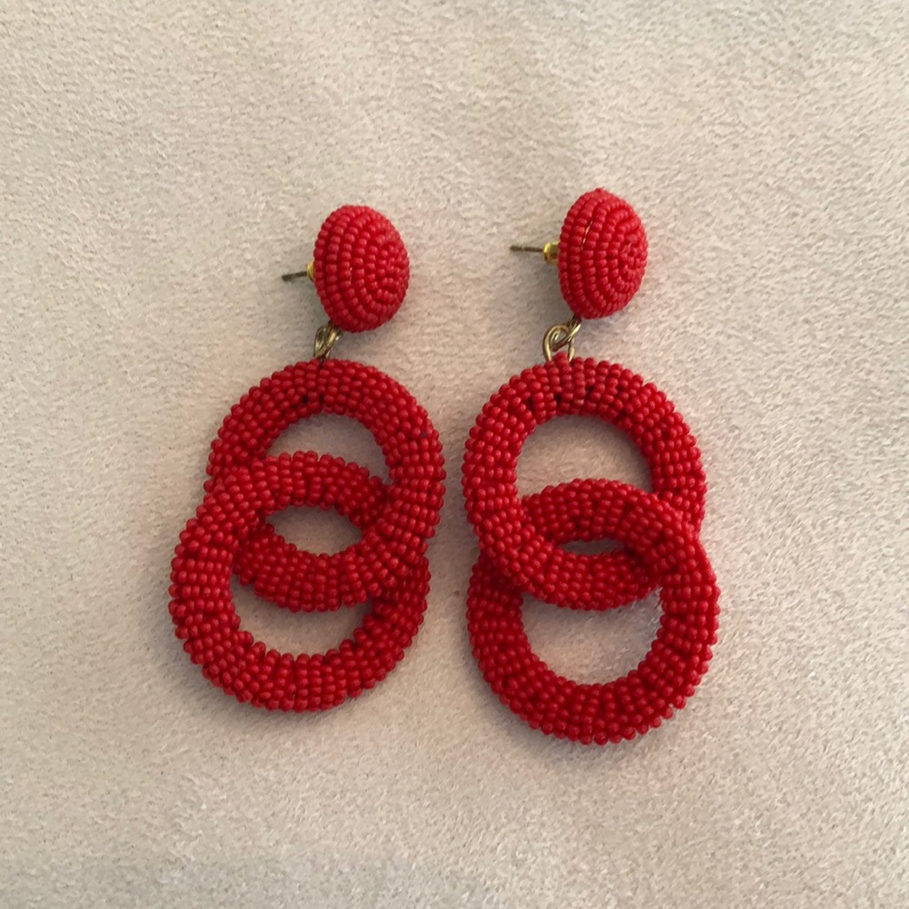 Red retro-style statement earrings